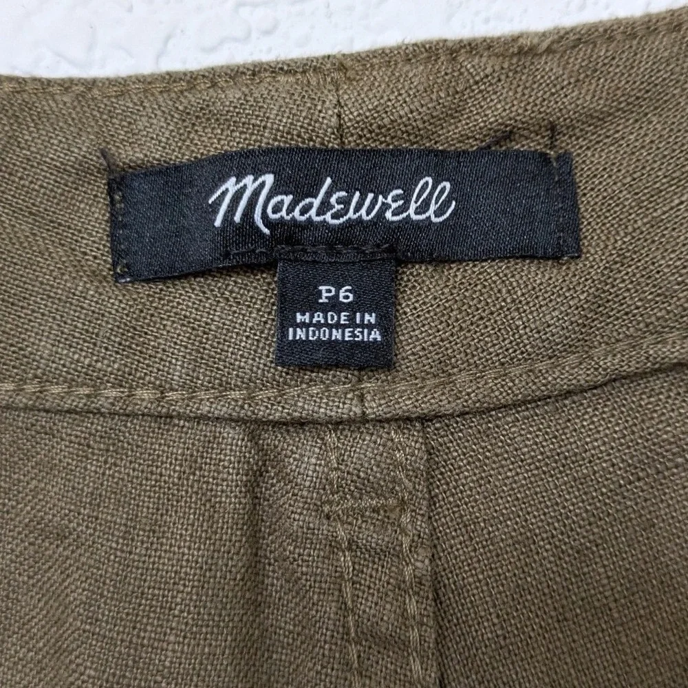 Madewell Linen Pleated Shell & Zoe Relaxed Wide Leg Pants Set Women's S/6P Olive